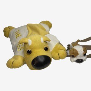 The Dogs CrossbodyTote Bag w Plush Yellow Dog Head Vintage Purse Kids 11" long